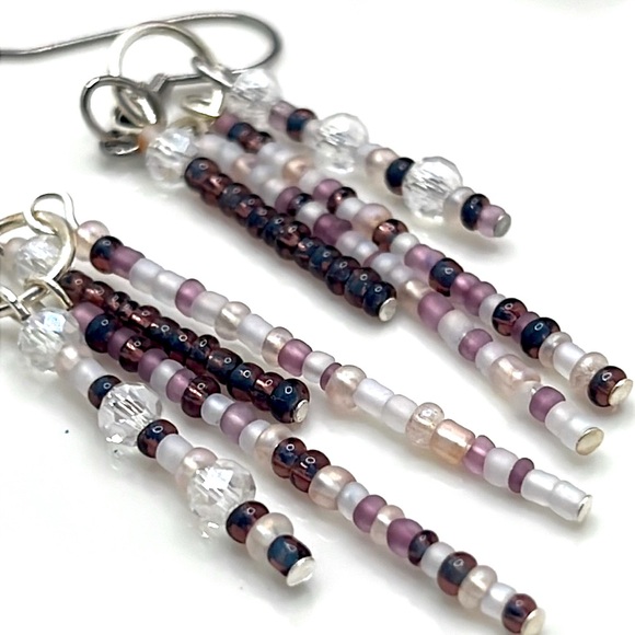 Four Tiered Seed Bead Earrings. - Picture 2 of 4